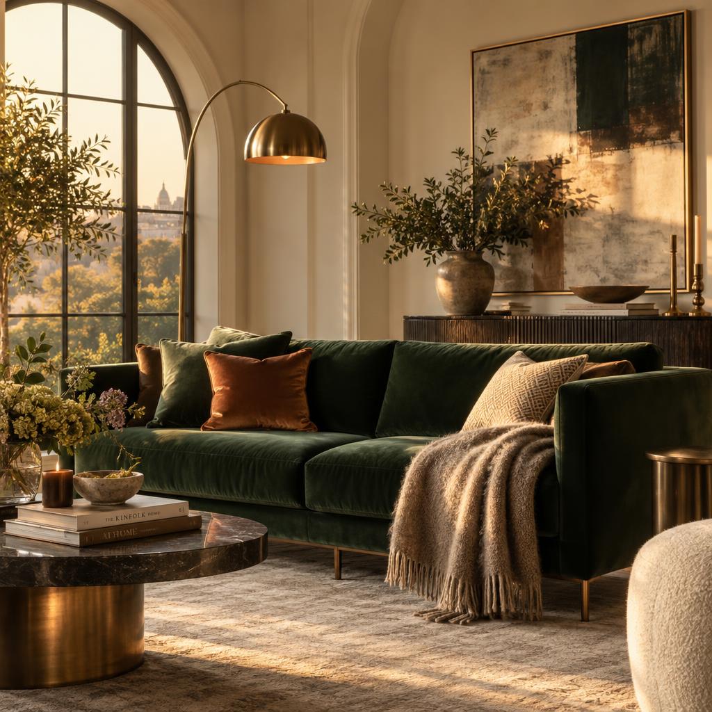 Luxurious restored sofa in an elegant living room